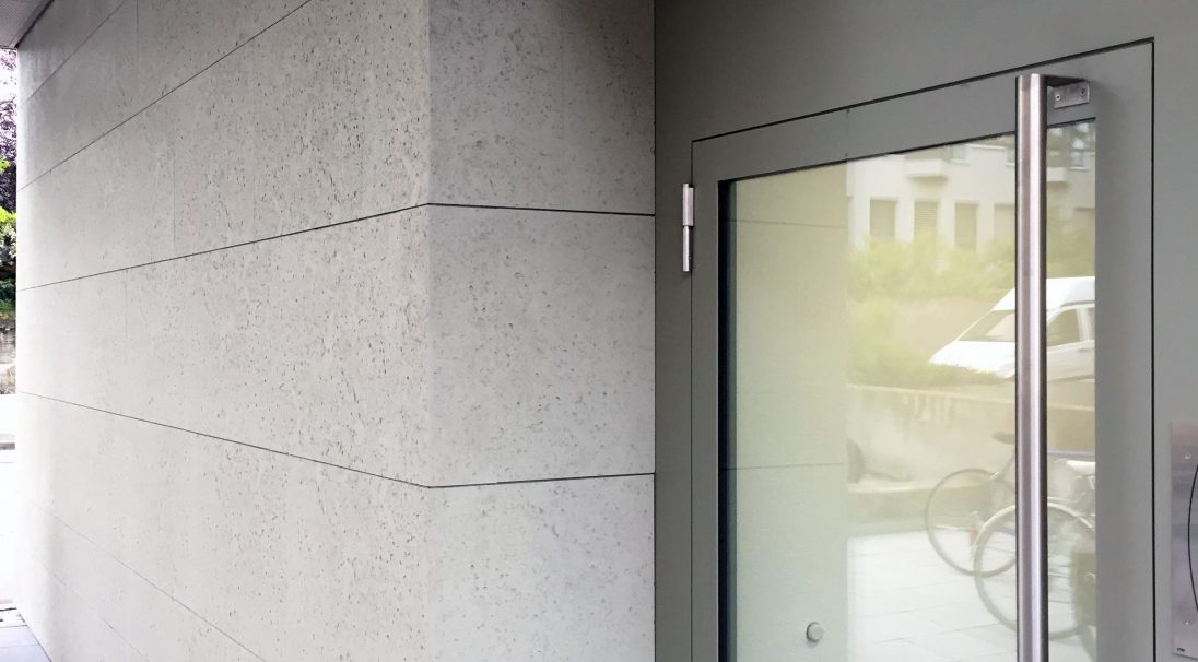 Location: Zurich (Switzerland), 
Installation system: wall cladding with backing structure (CWB), 
Product: SHELL

